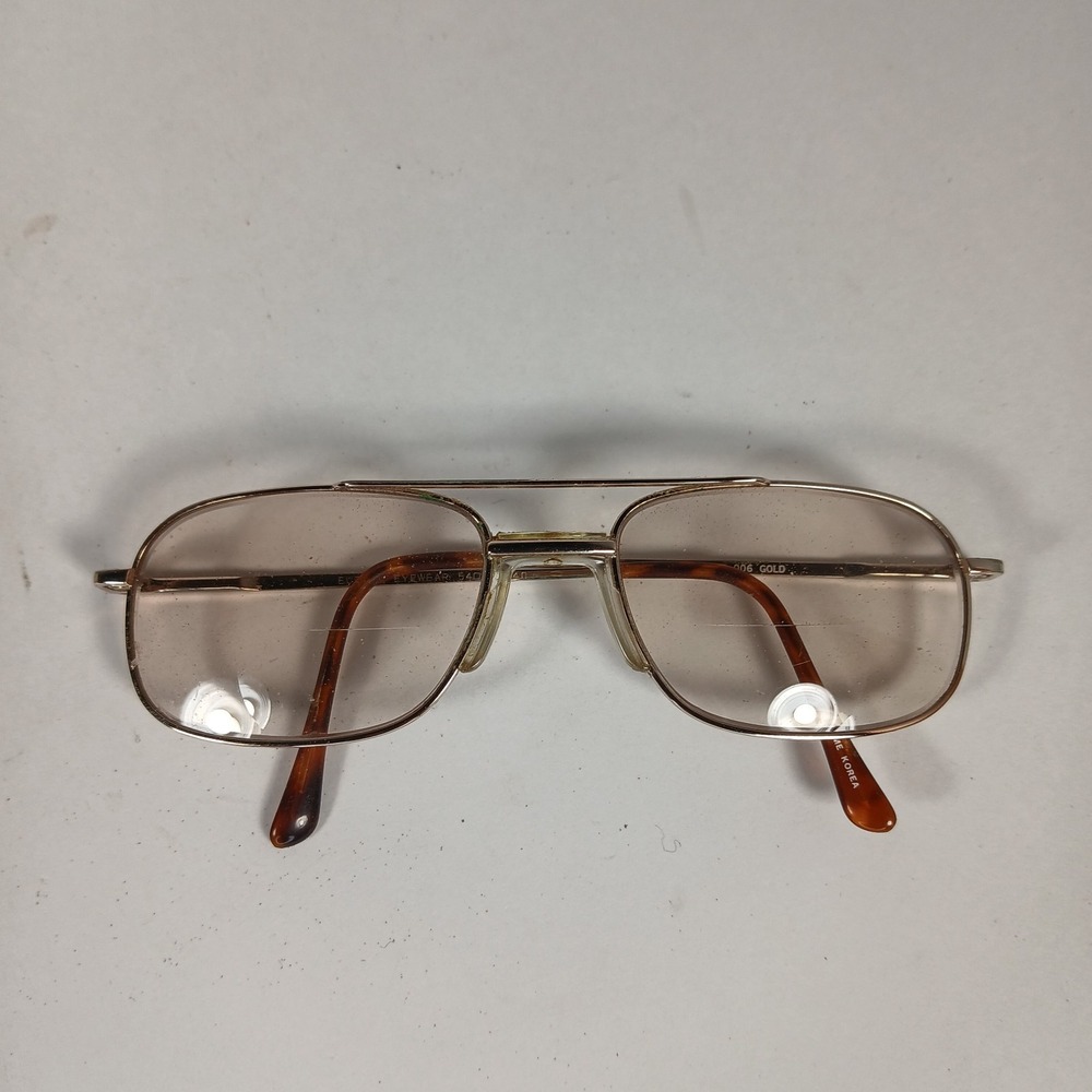 Vtg Europa Eyewear Aviator Glasses Gold Metal Frame Only 70s 80s 54-18 140mm